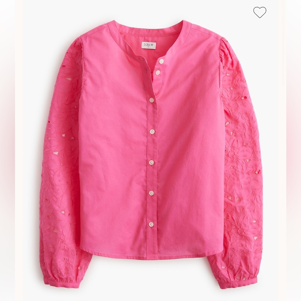 JCREW Eyelet-sleeve button-front top